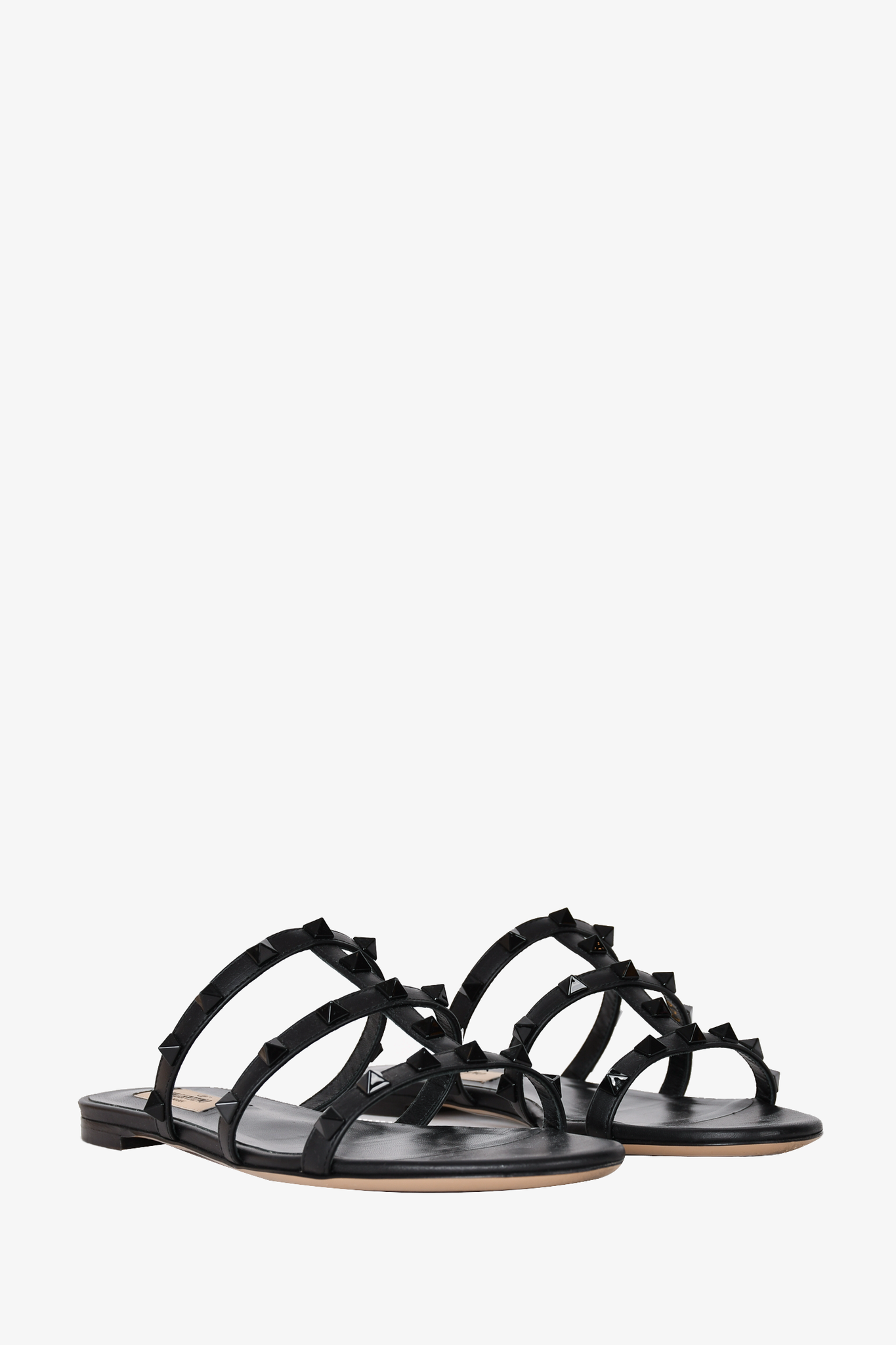 Valentino Black Rockstud Leather Sandals, Size 35.5