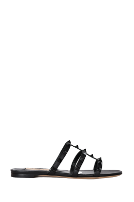 Valentino Black Rockstud Leather Sandals, Size 35.5