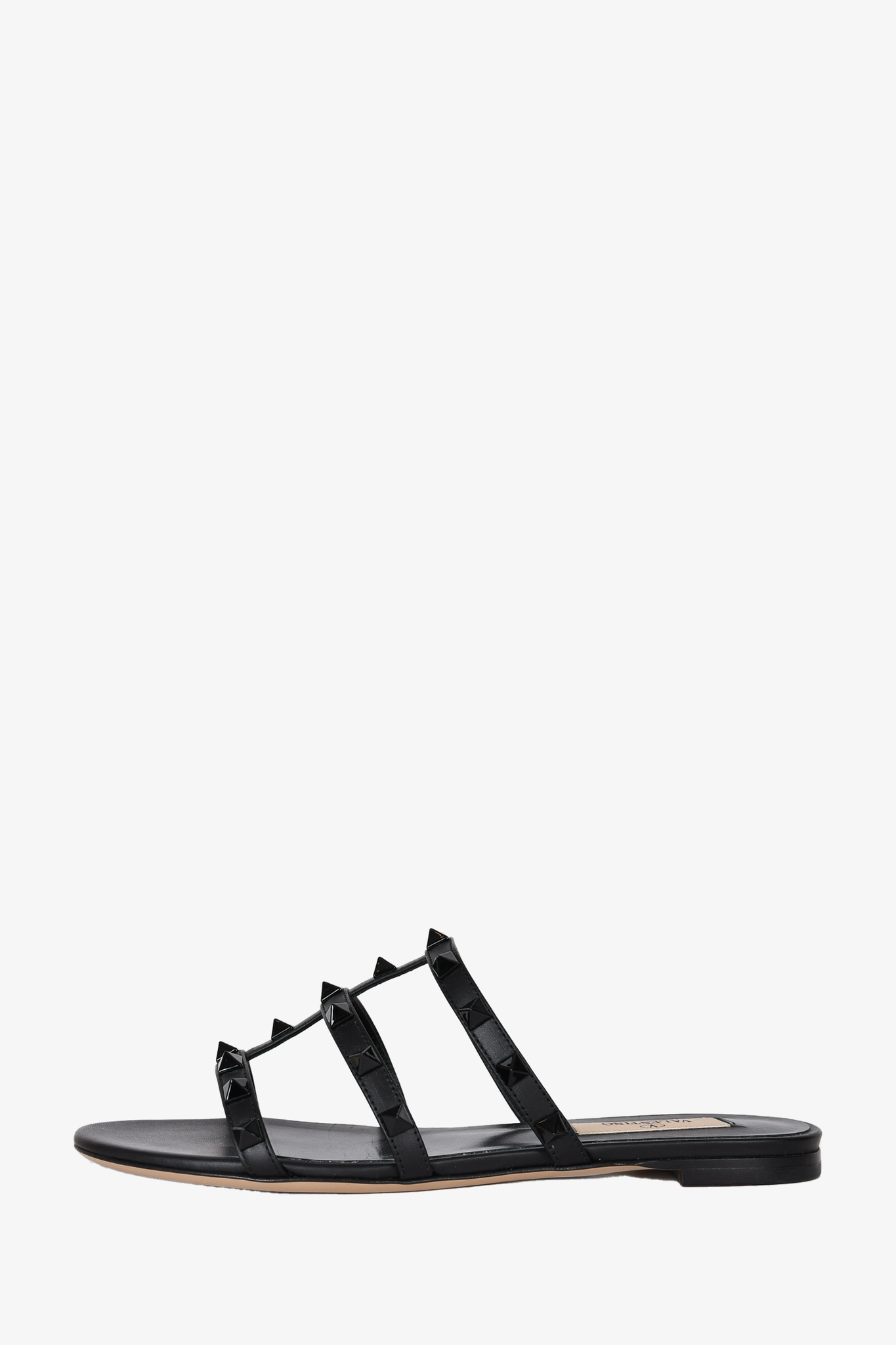 Valentino Black Rockstud Leather Sandals, Size 35.5