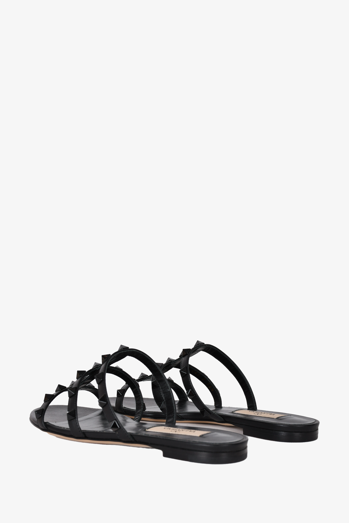 Valentino Black Rockstud Leather Sandals, Size 35.5