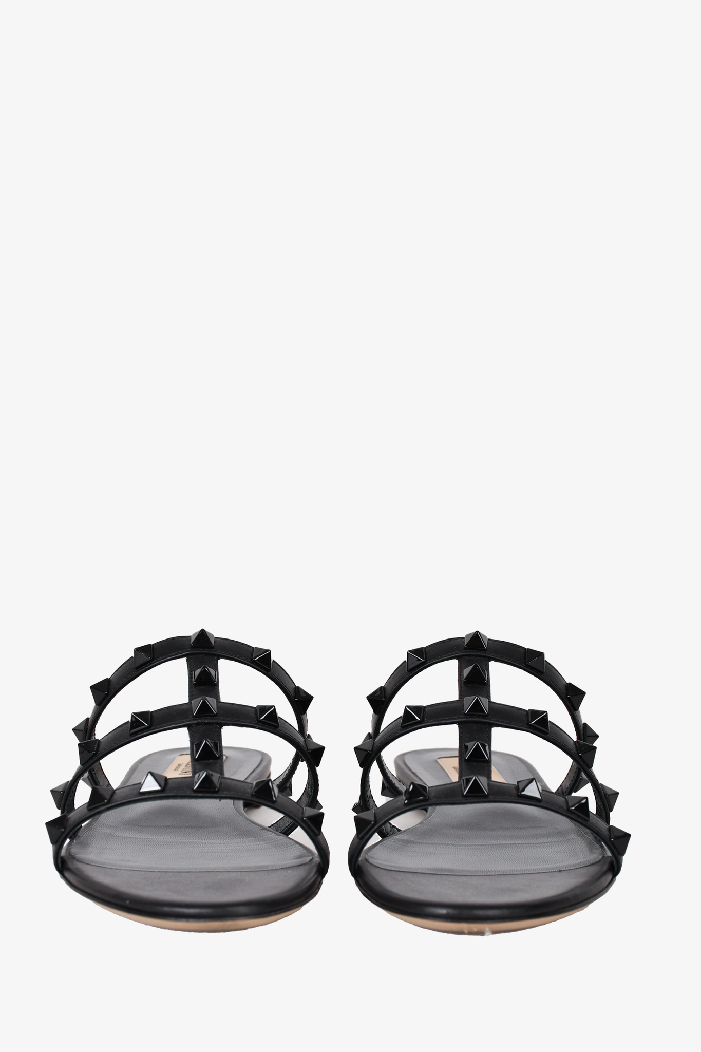 Valentino Black Rockstud Leather Sandals, Size 35.5