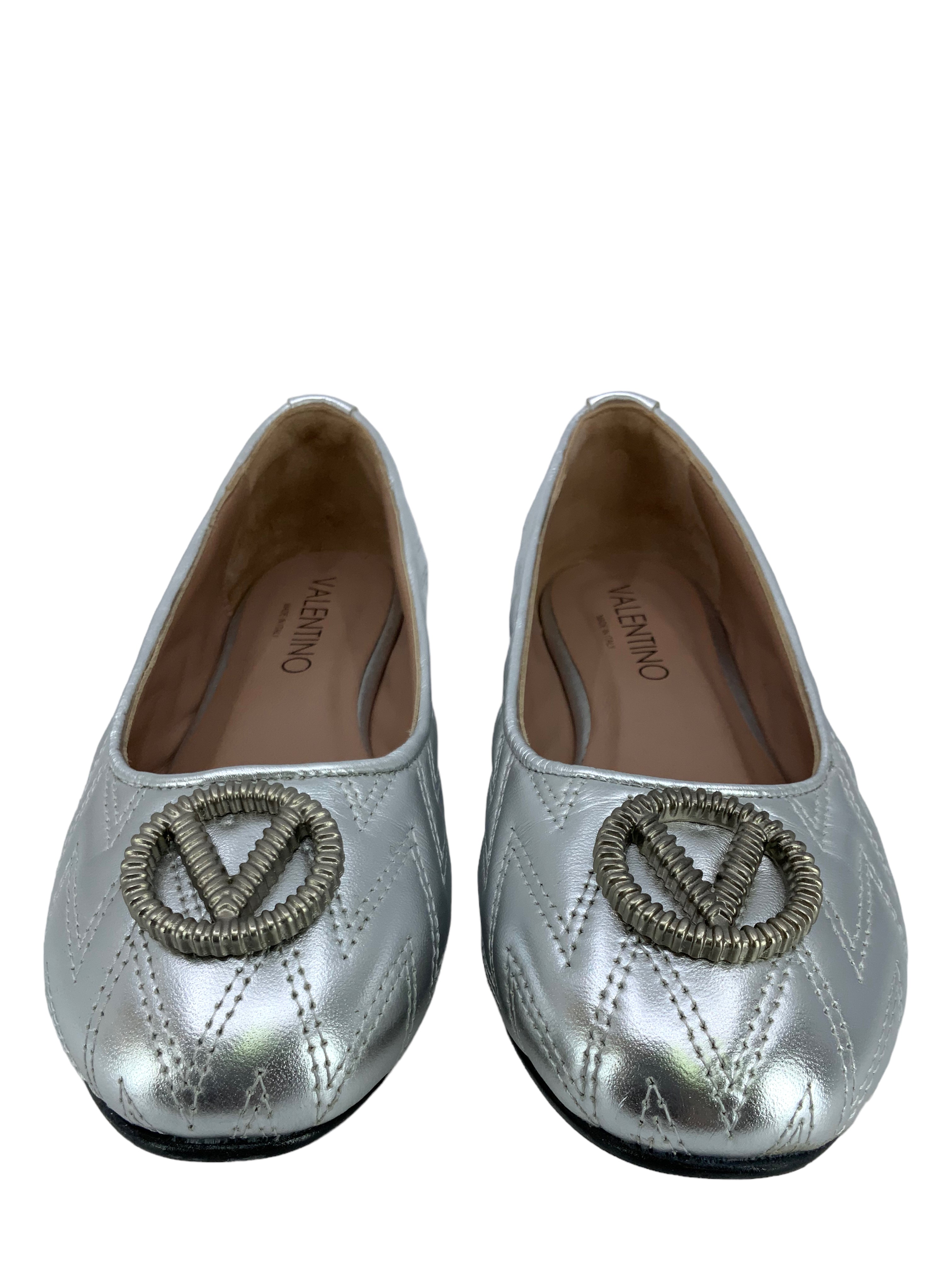 VALENTINO Dafne Quilted Leather Ballet Flats Size 7 - Shop Now!