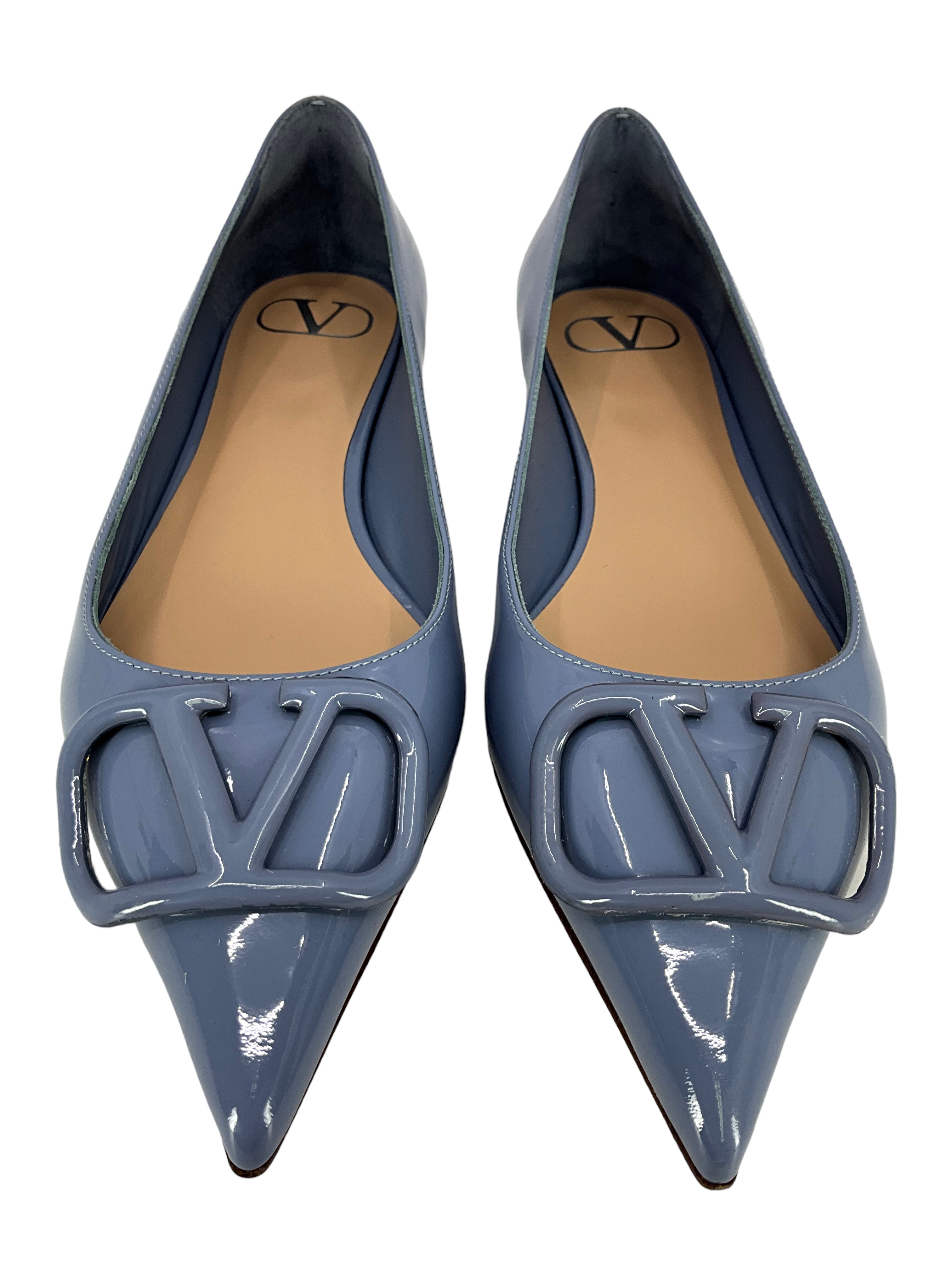 Valentino Garavani VLOGO Ballet Flats - Patent Leather, Size 7.5