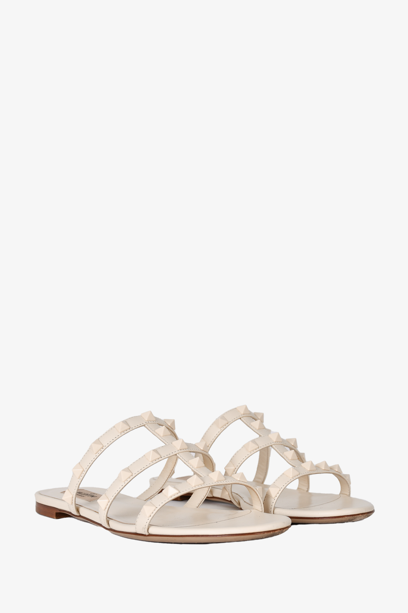 Valentino Ivory Leather Rockstud Sandals Size 35.5