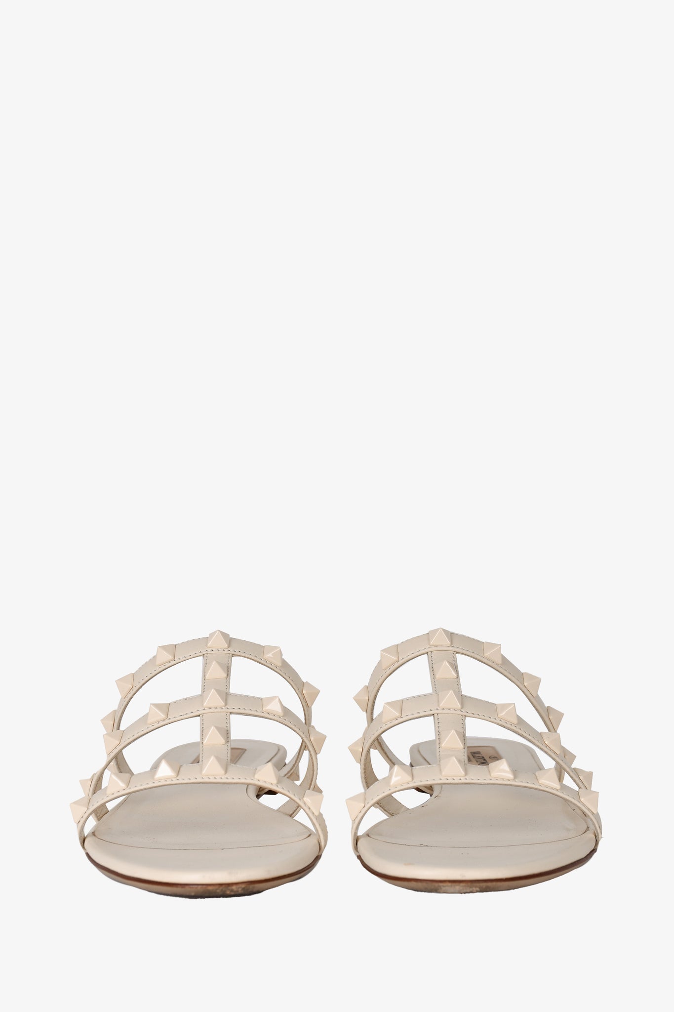 Valentino Ivory Leather Rockstud Sandals Size 35.5