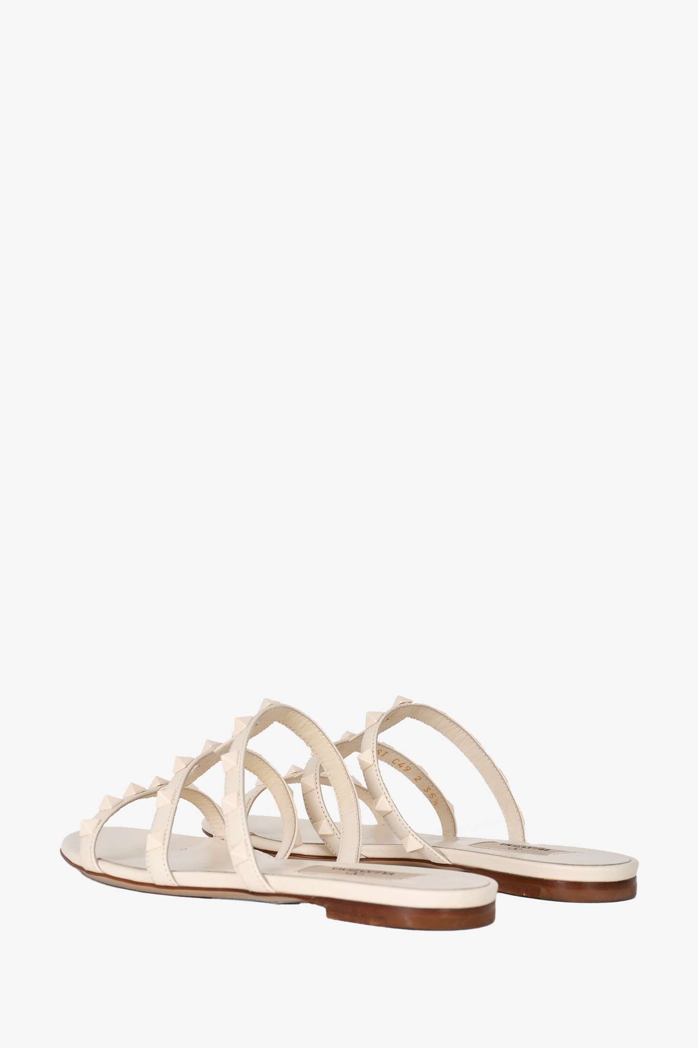 Valentino Ivory Leather Rockstud Sandals Size 35.5