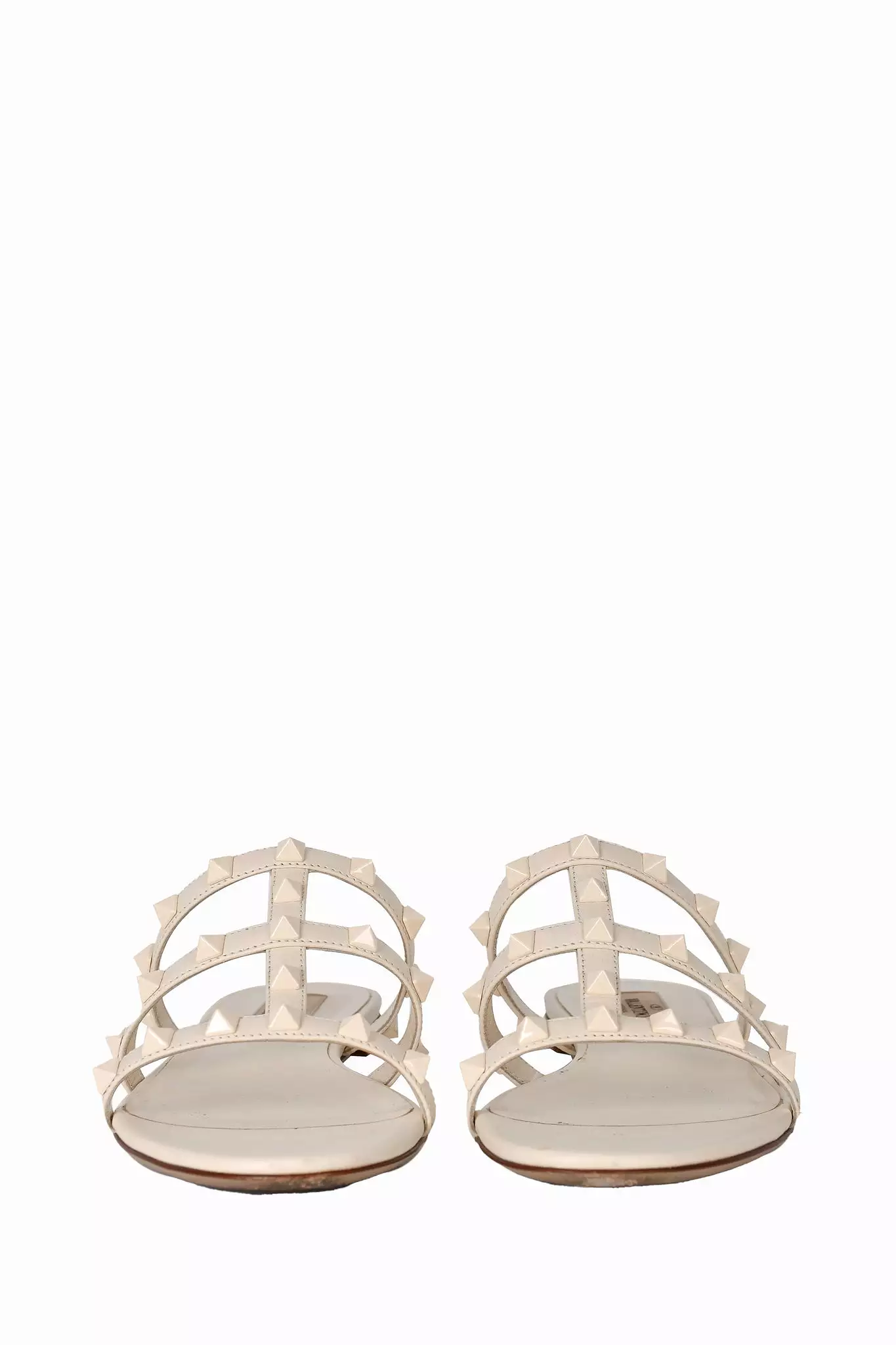 Valentino Rockstud Ivory Leather Sandals Size 35.5