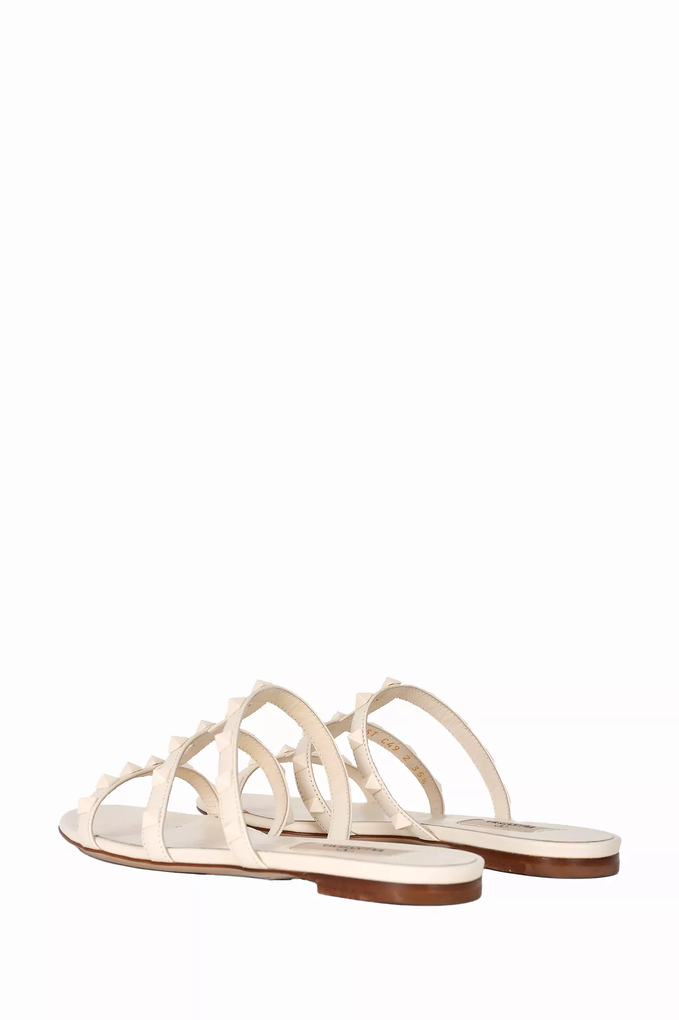 Valentino Rockstud Ivory Leather Sandals Size 35.5