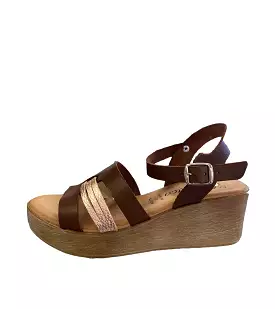 Valeria Brown Wedge Sandal