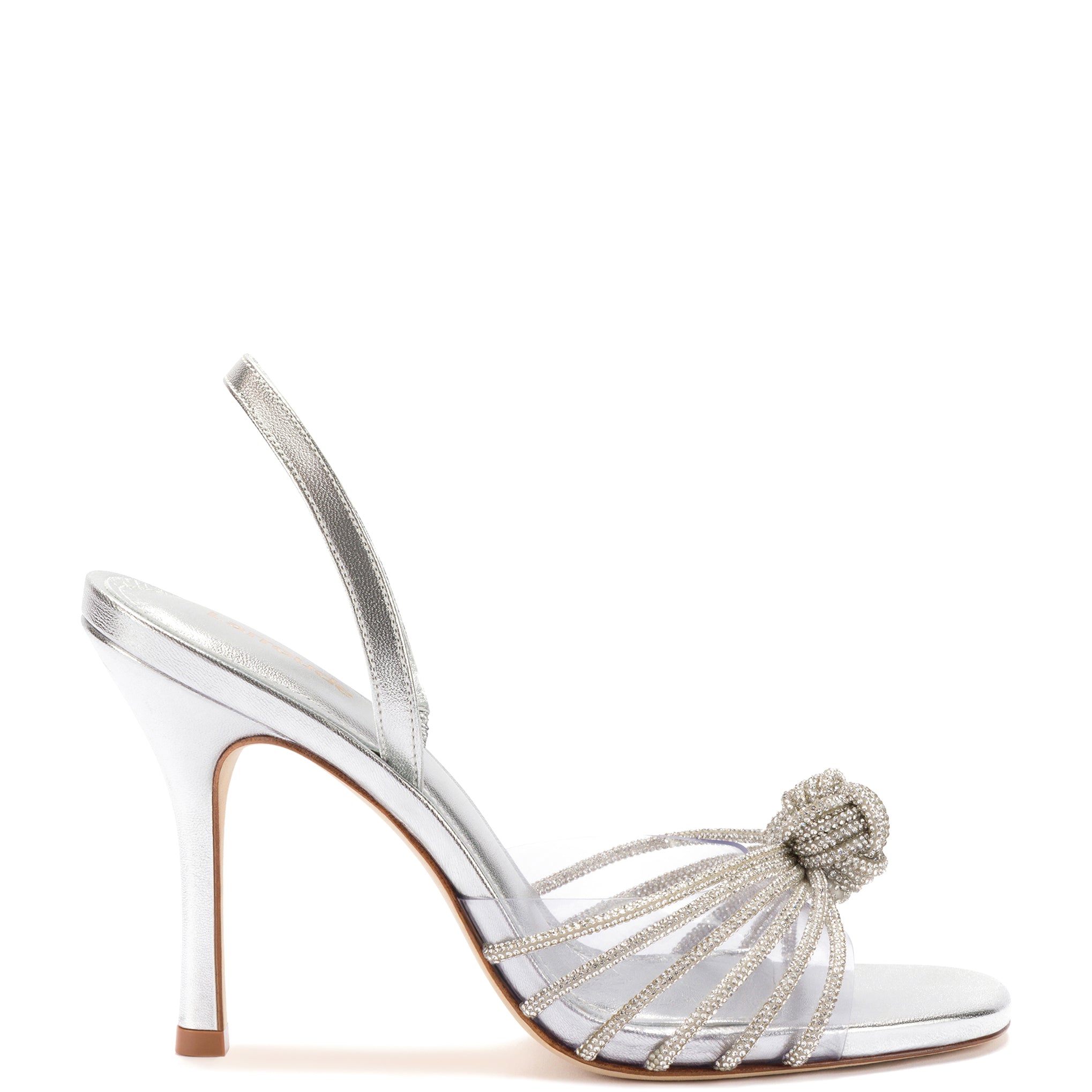 Valerie Crystal Slingback Sandal - Silver Metallic Leather