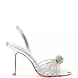 Valerie Crystal Slingback Sandal - Silver Metallic Leather