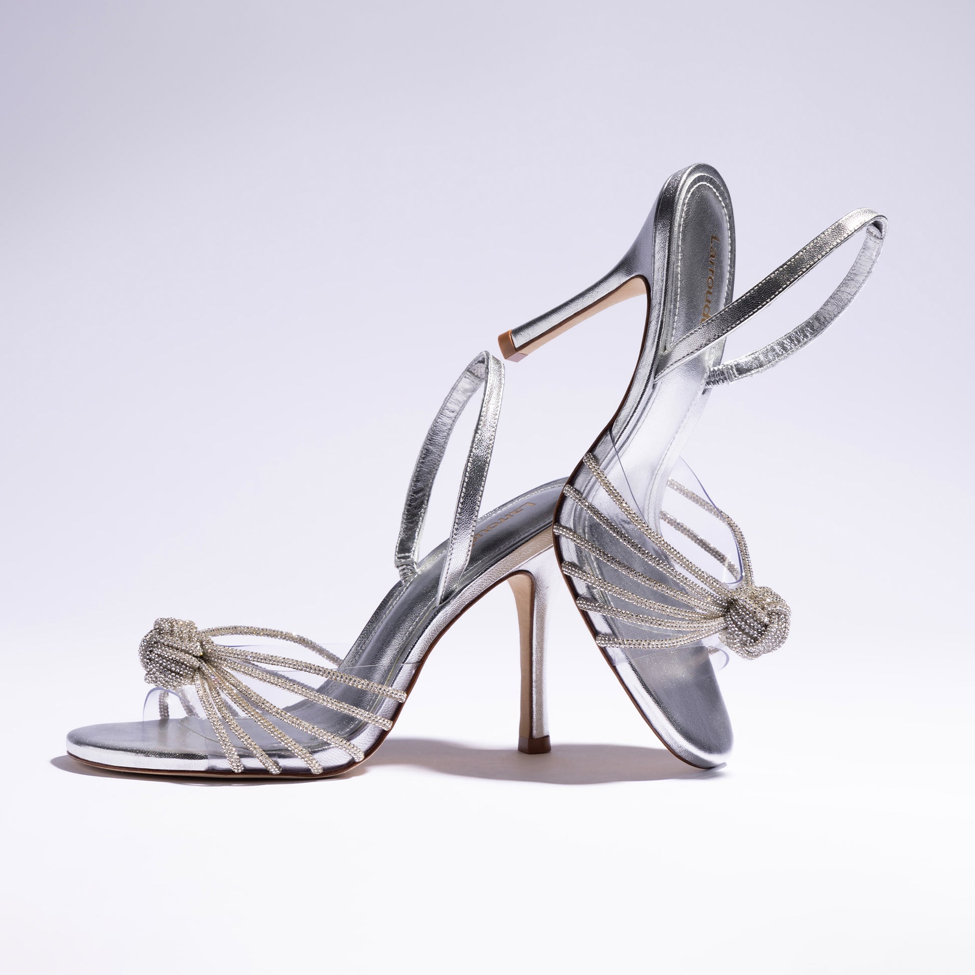 Valerie Crystal Slingback Sandal - Silver Metallic Leather