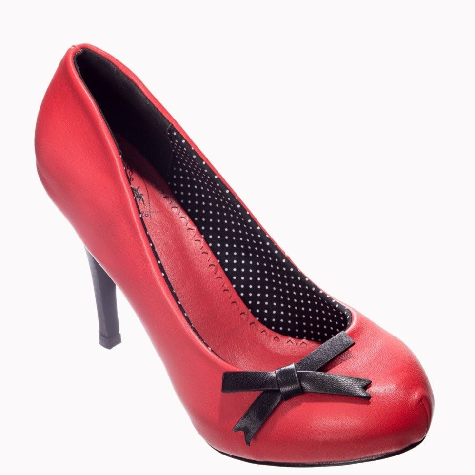 Vintage Red and Black Bow Stiletto Heels