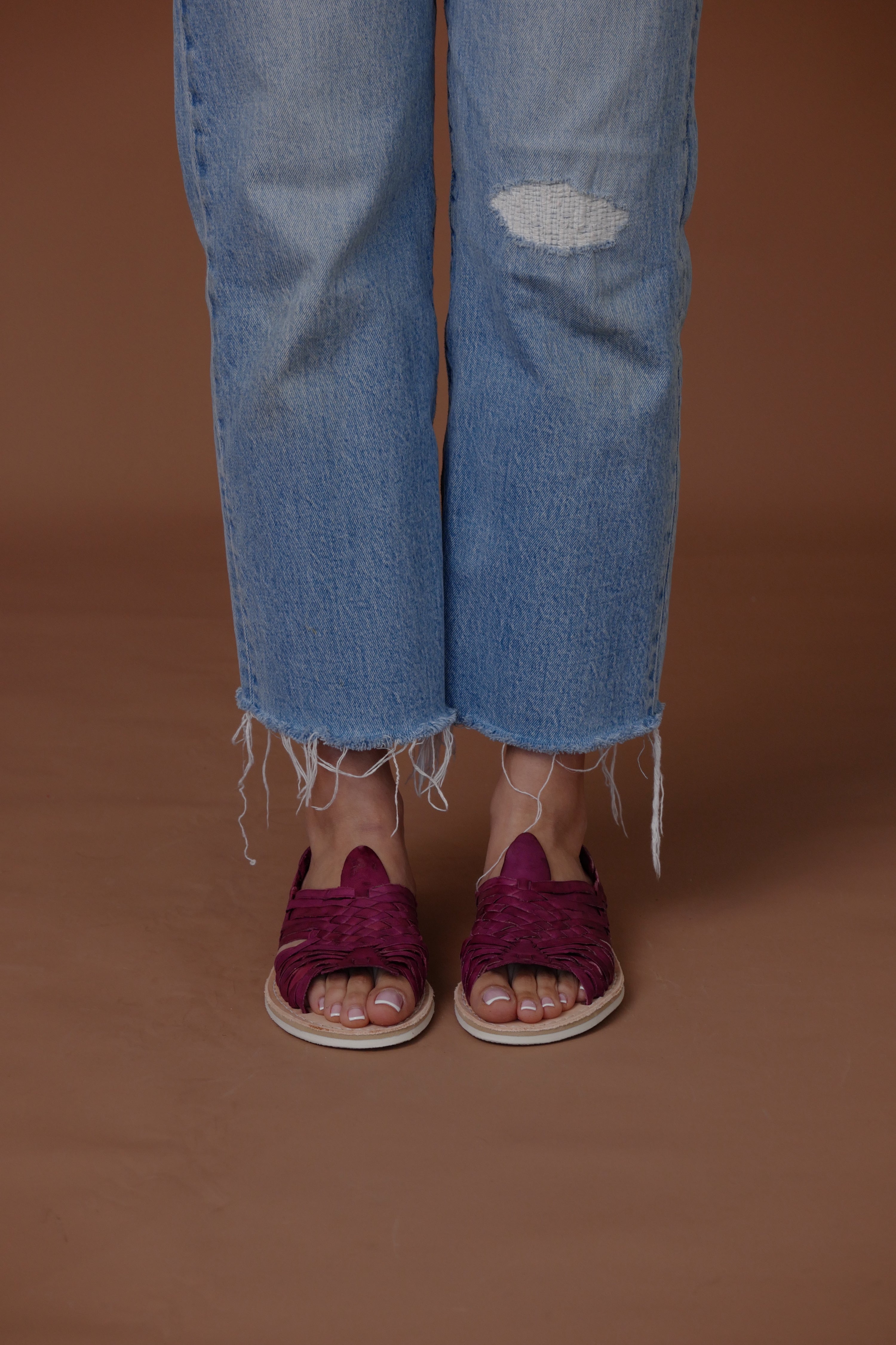 Violet Leather Huarache Shoes.