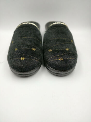 Wedge Heel Slip On Black Ladies Bedroom Slippers - Sizes 3, 4, 5, 6, 7, 8 - Comfort.