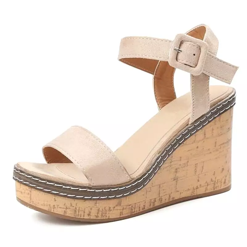 Wedge Sandals Peep Toe Platform Shoes with Buckle for Women