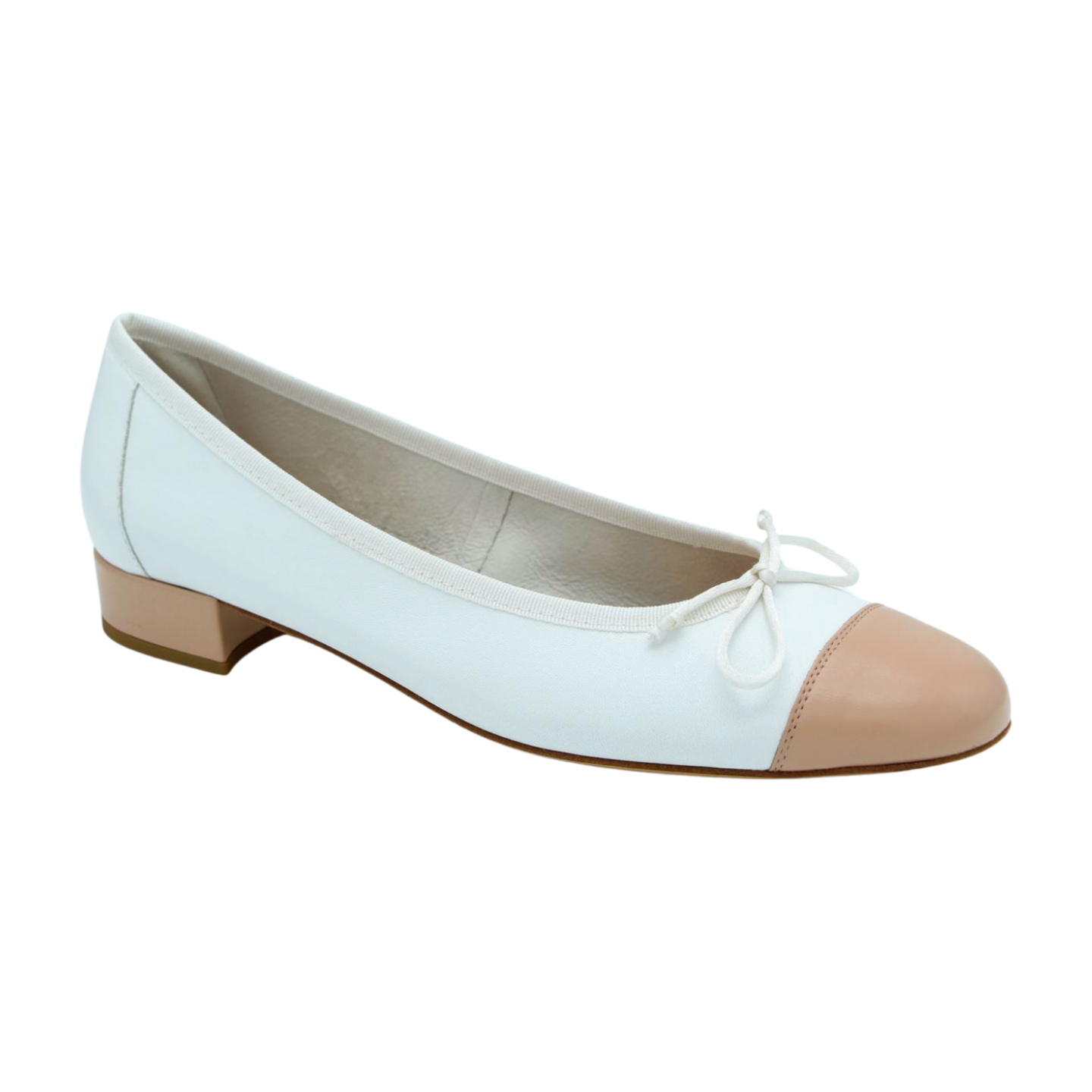 White and Camel Leather Ballet Flat