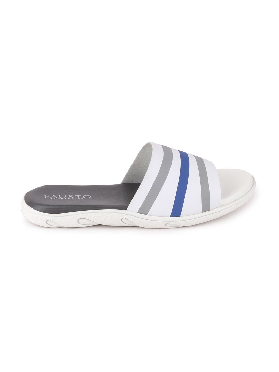 White Blue Men Casual Slip-On Flip-Flops