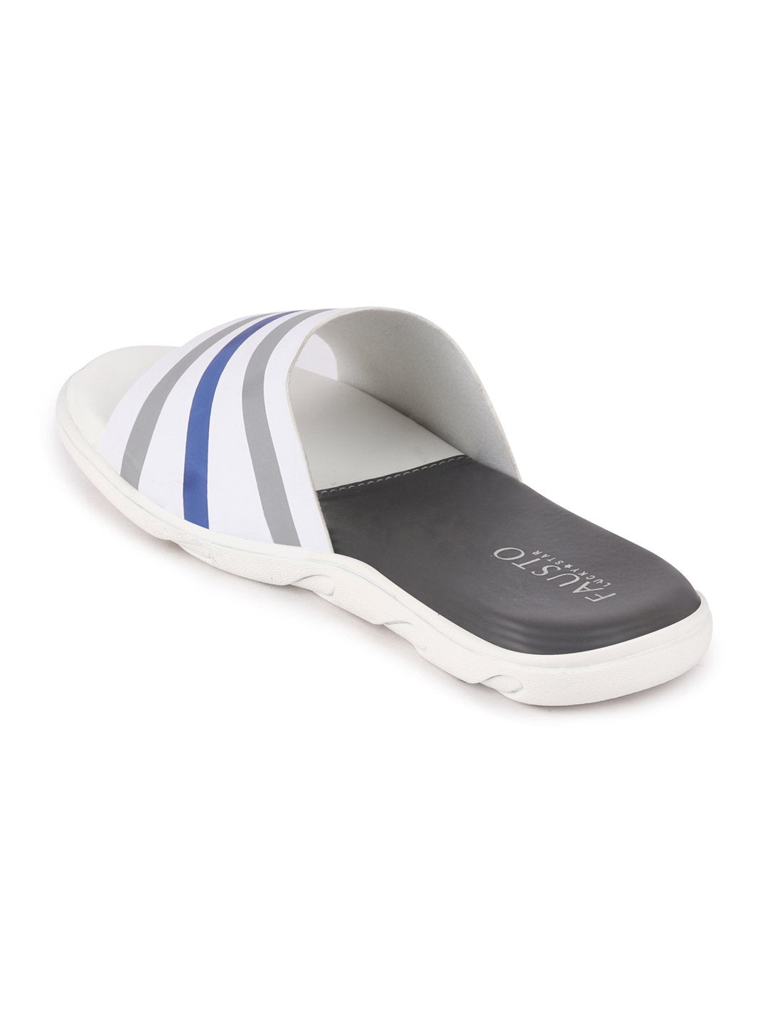 White Blue Men Casual Slip-On Flip-Flops