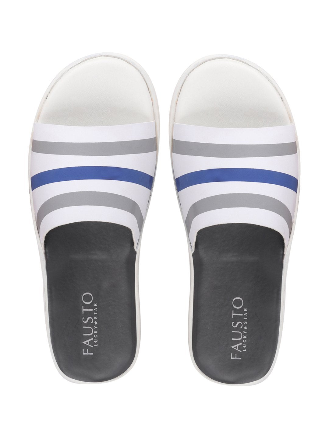 White Blue Men Casual Slip-On Flip-Flops