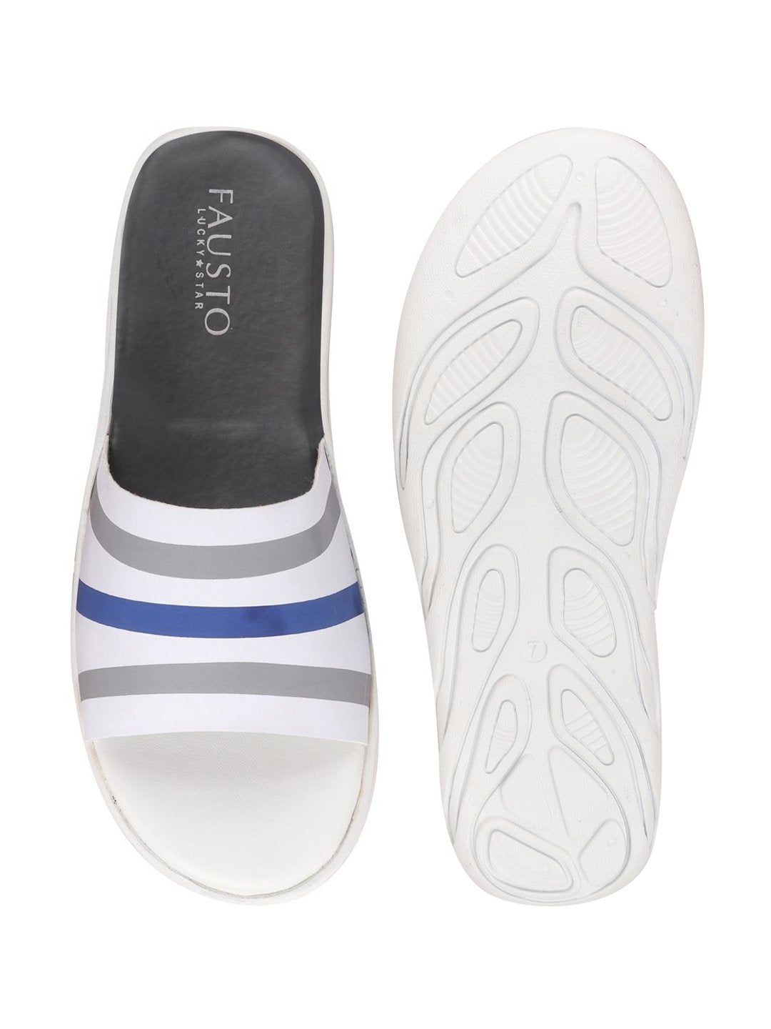 White Blue Men Casual Slip-On Flip-Flops