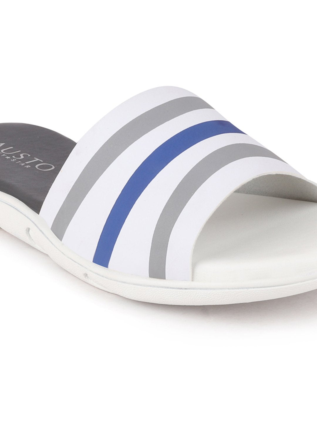 White Blue Men Casual Slip-On Flip-Flops