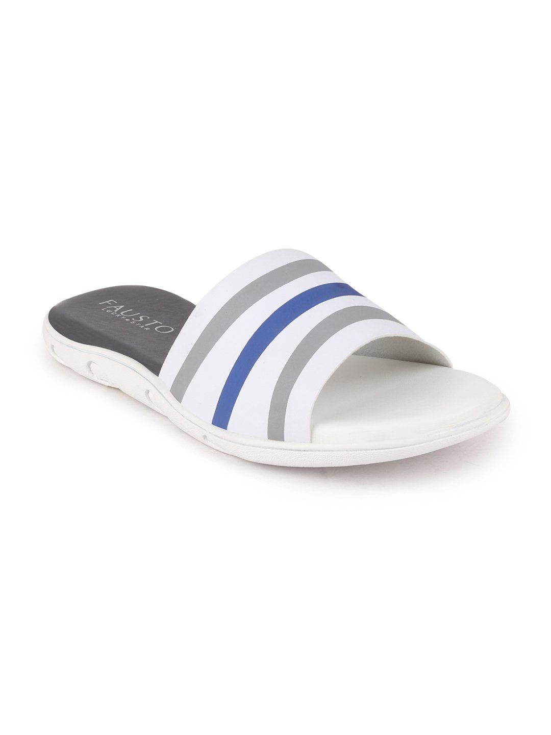 White Blue Men Casual Slip-On Flip-Flops