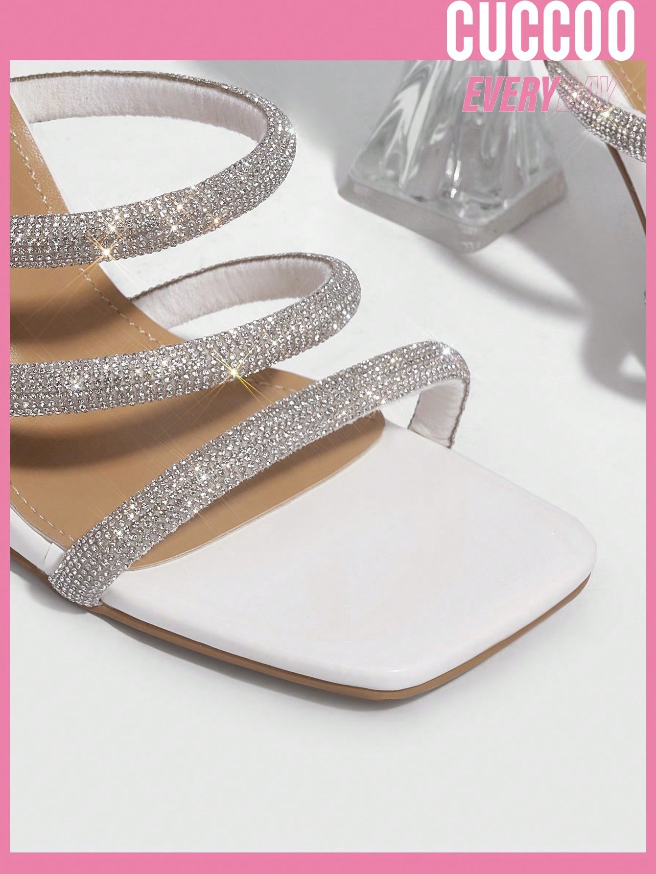 White Crystal Strap High Heel Sandals - Fashionable Women's Shoes for Spring & Summer