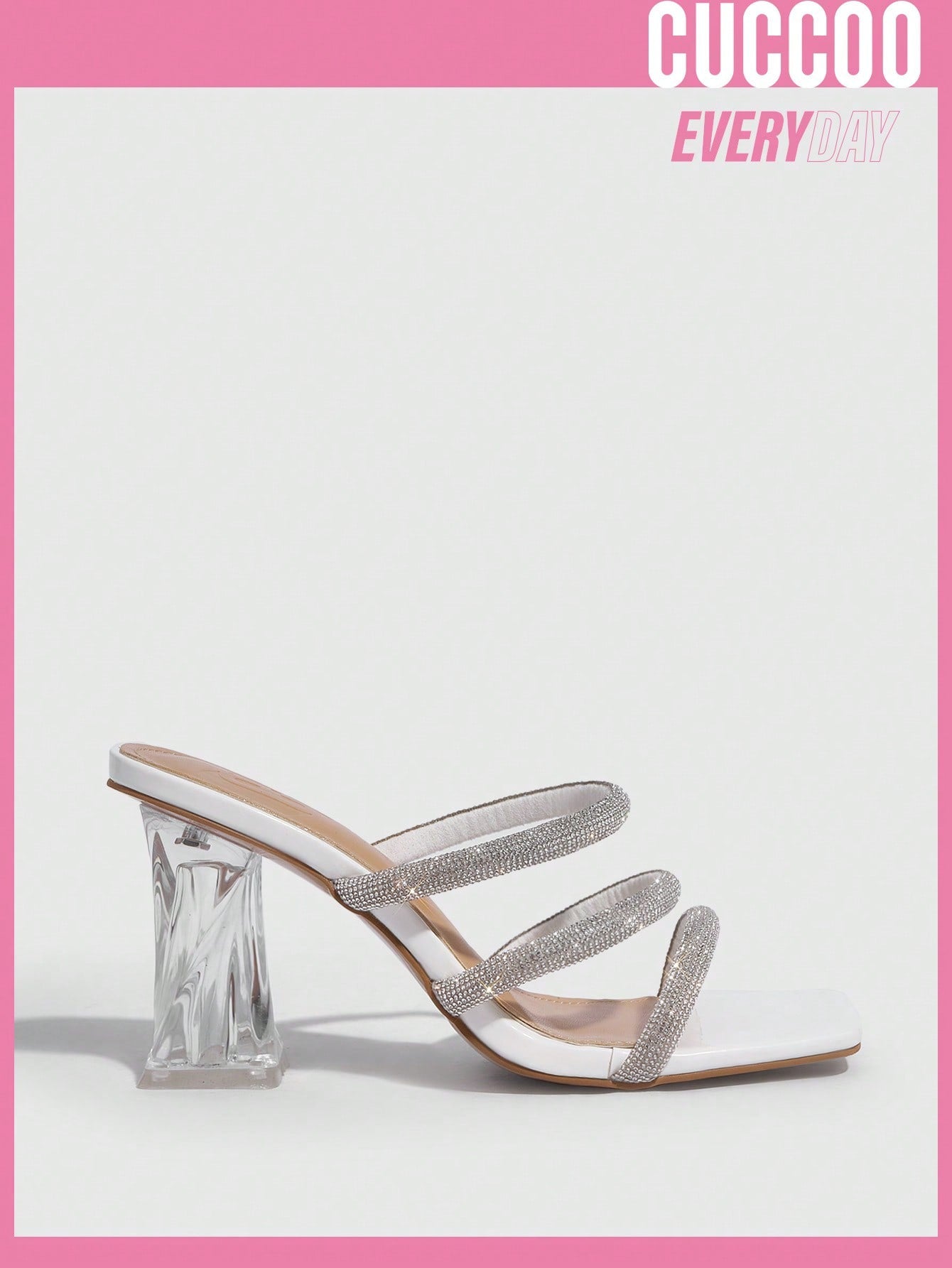 White Crystal Strap High Heel Sandals - Fashionable Women's Shoes for Spring & Summer