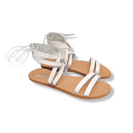 White flat leather sandals Efterpi