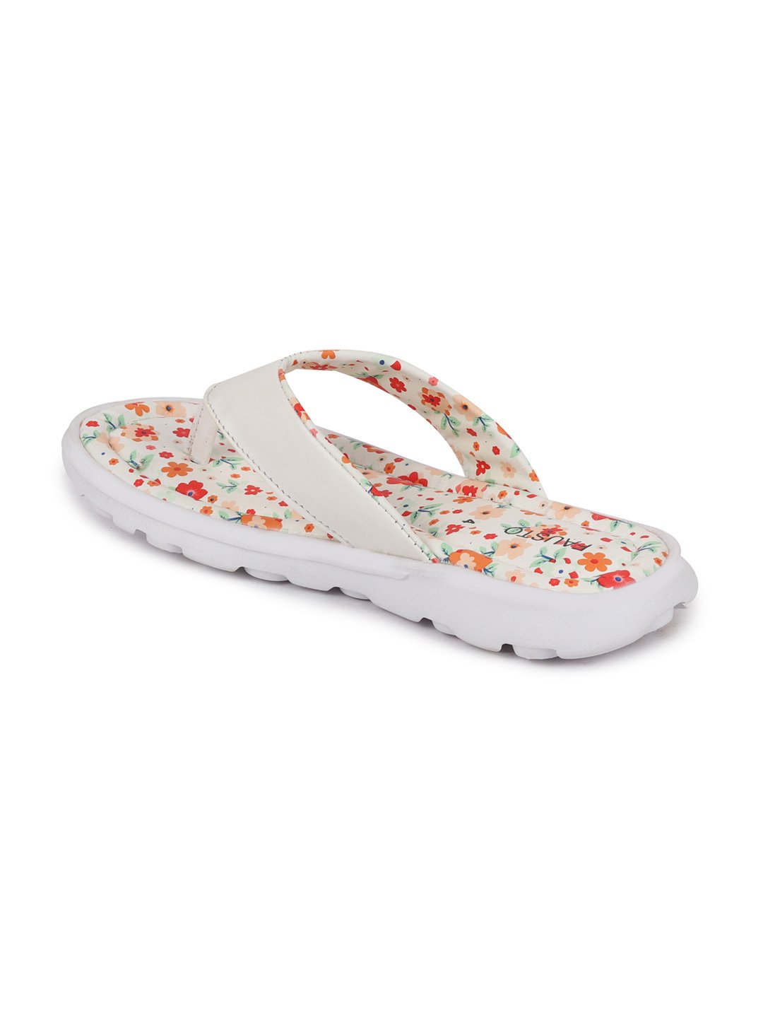 White Floral Slippers & Flip Flops for Women