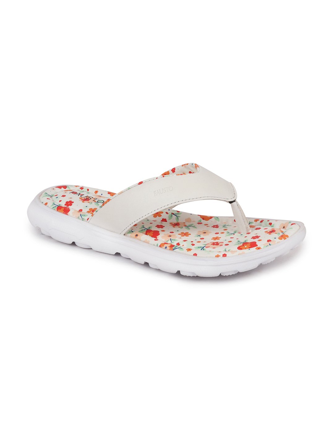 White Floral Slippers & Flip Flops for Women