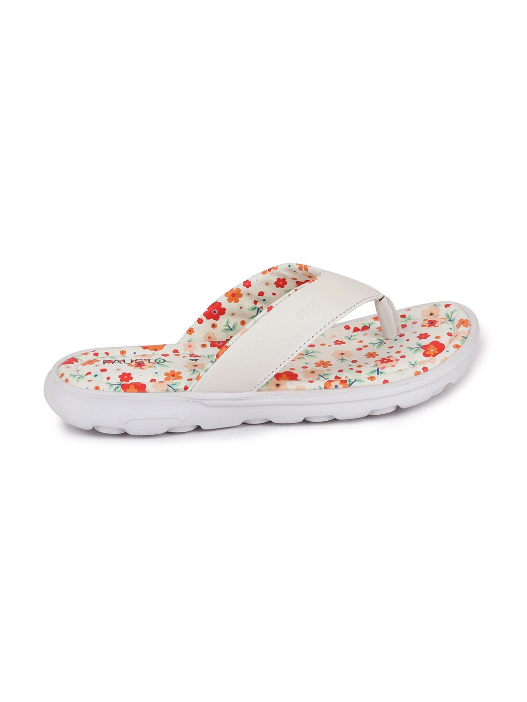 White Floral Slippers & Flip Flops for Women