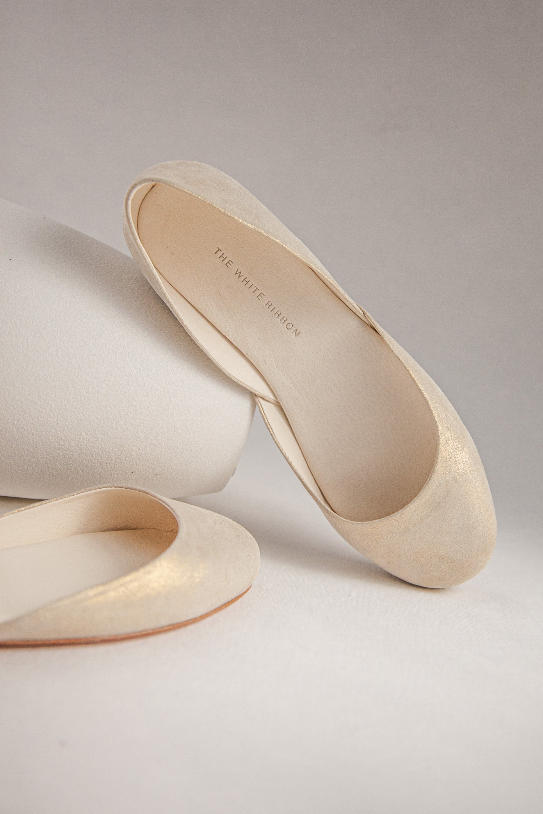 White Gold Thea Ballet Flats