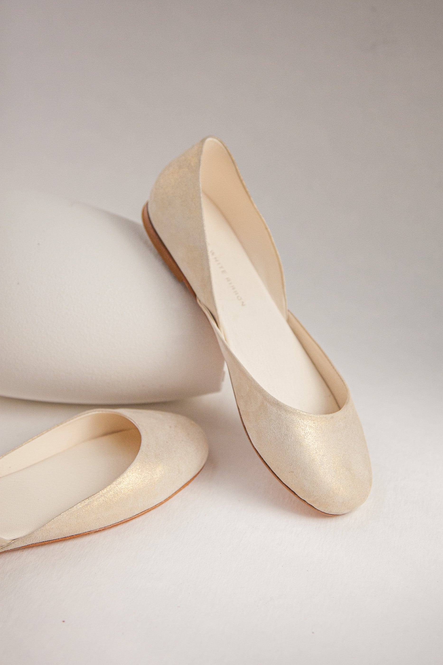 White Gold Thea Ballet Flats