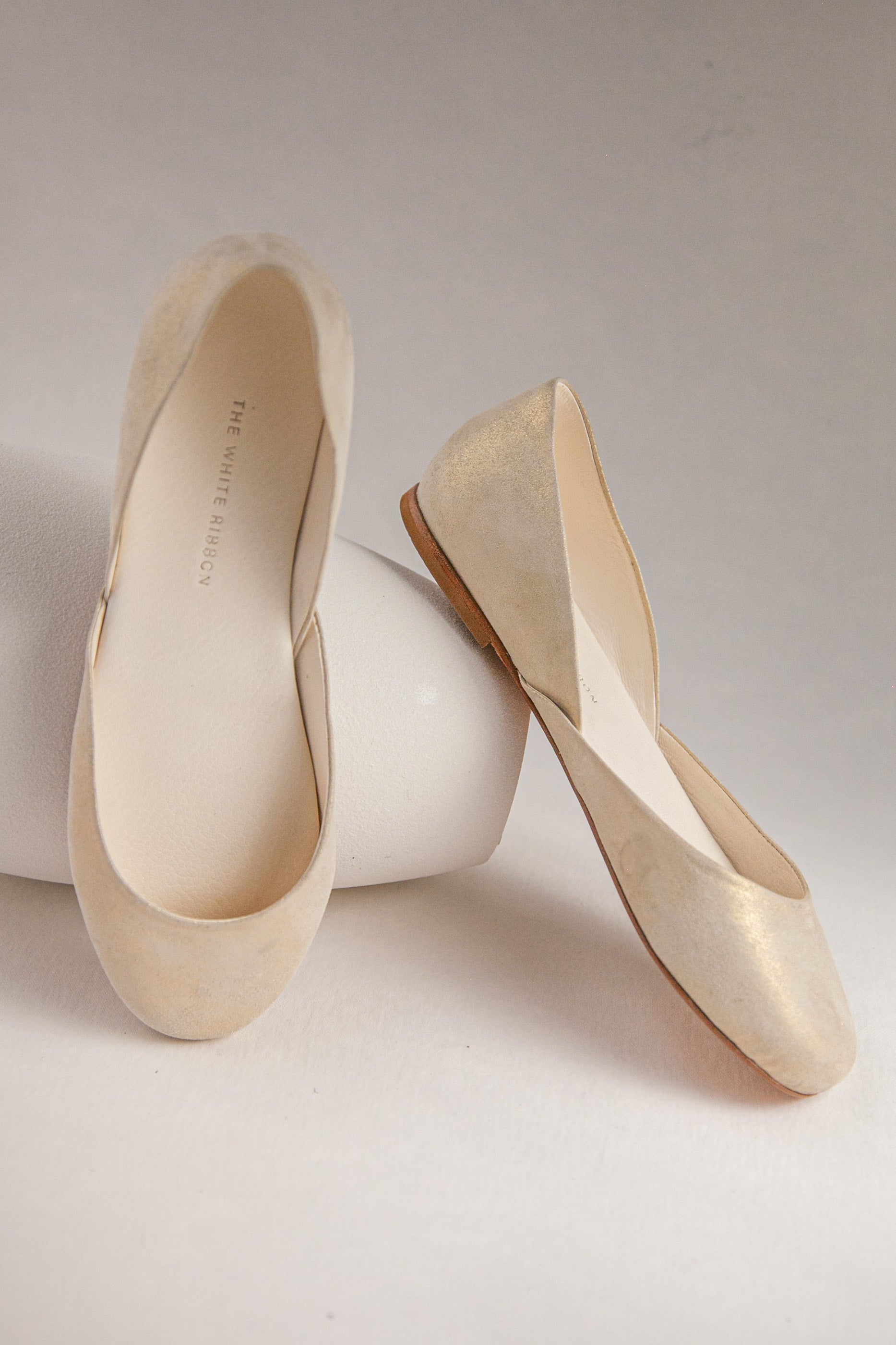 White Gold Thea Ballet Flats