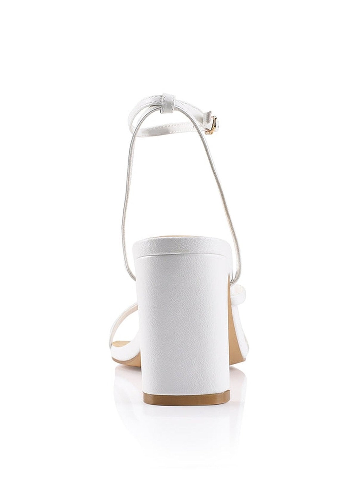 White Leather Kandice Block Heel Sandals