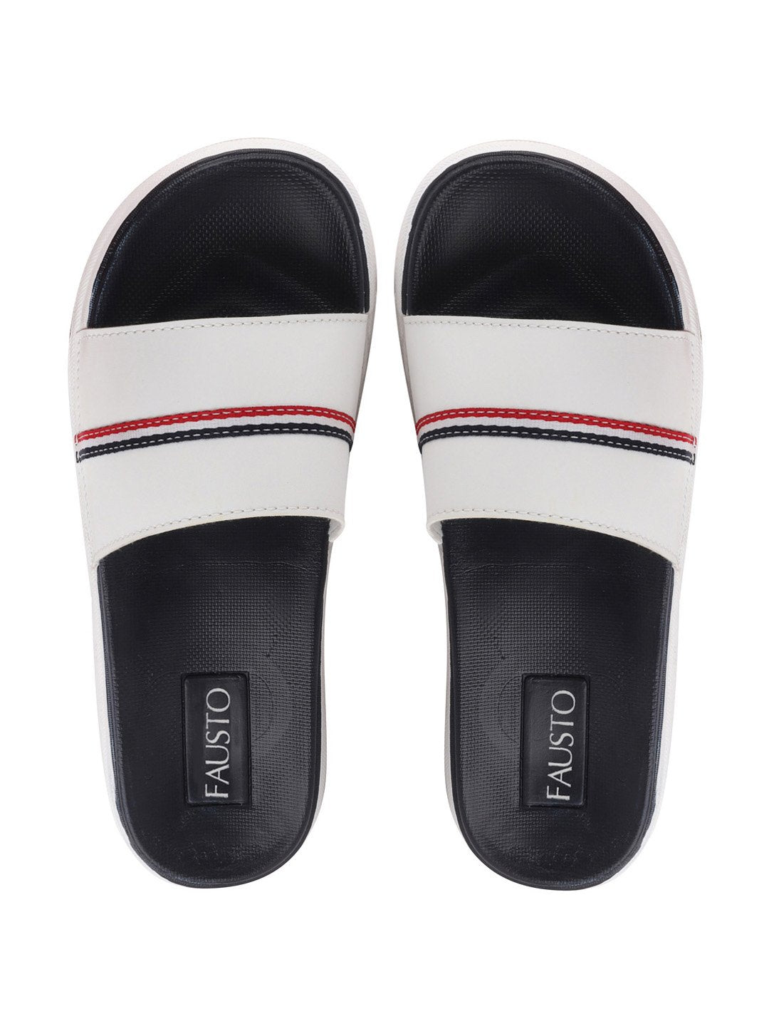 White Men's Casual Color Block Slider Flip-Flops