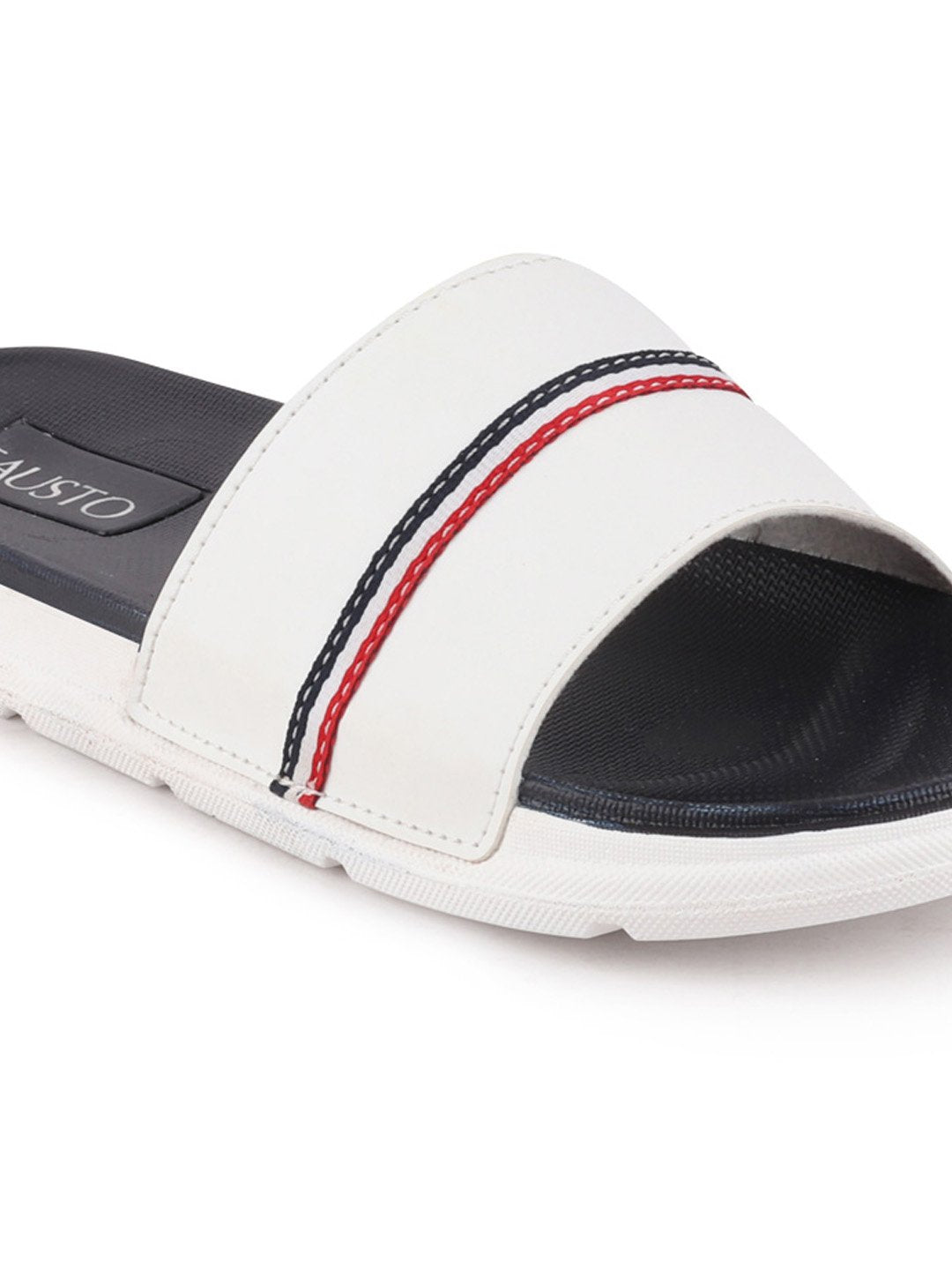 White Men's Casual Color Block Slider Flip-Flops