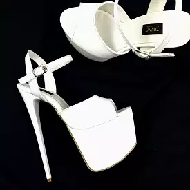 White Pencil High Heel Sandals - Result: White High Heel Sandals with Pencil Style