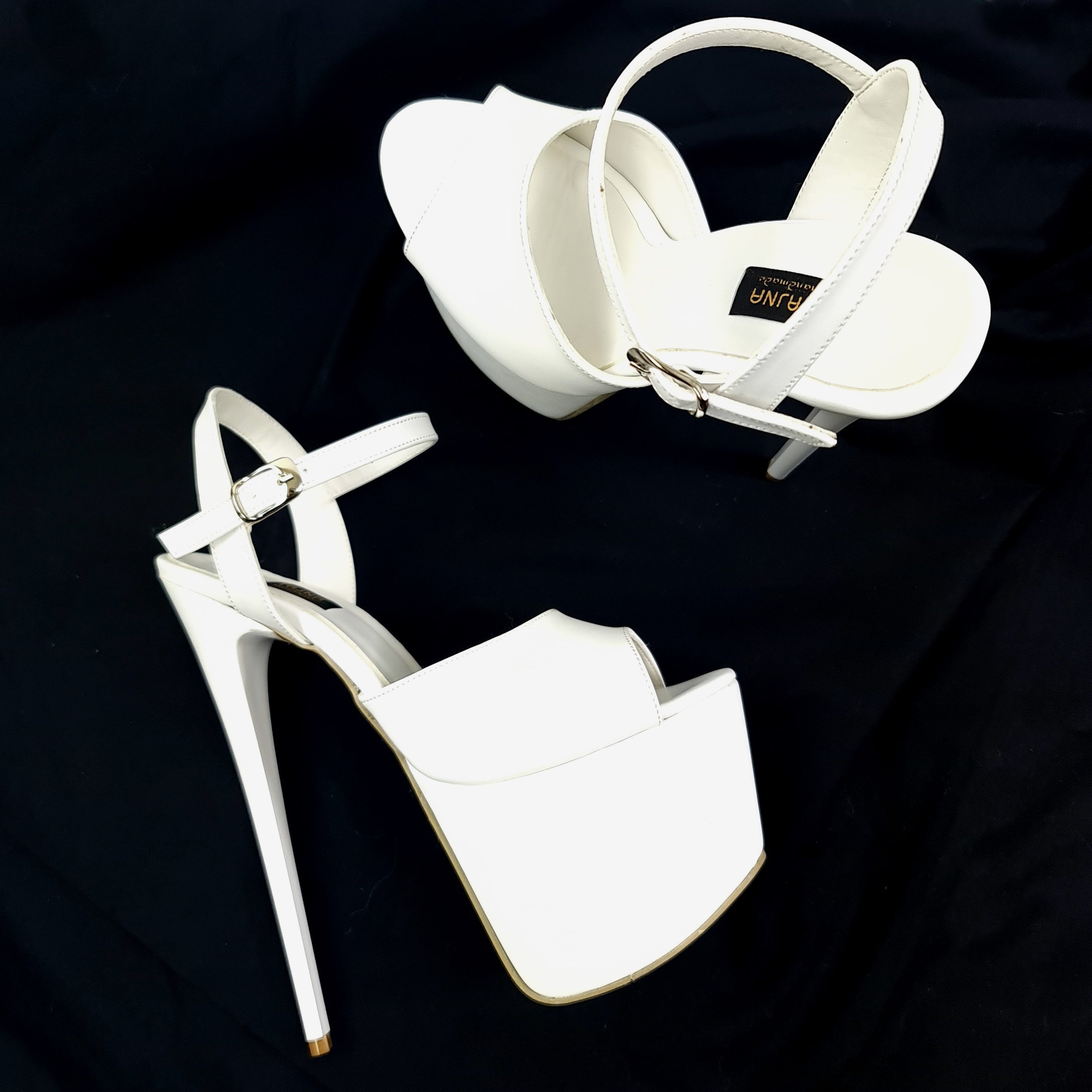 White Pencil High Heel Sandals - Result: White High Heel Sandals with Pencil Style