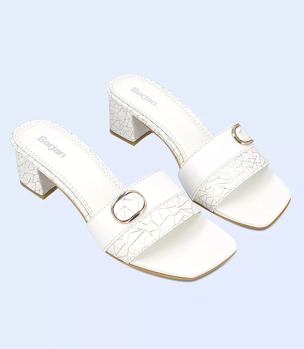 White Slipper Heel for Women - BW9341