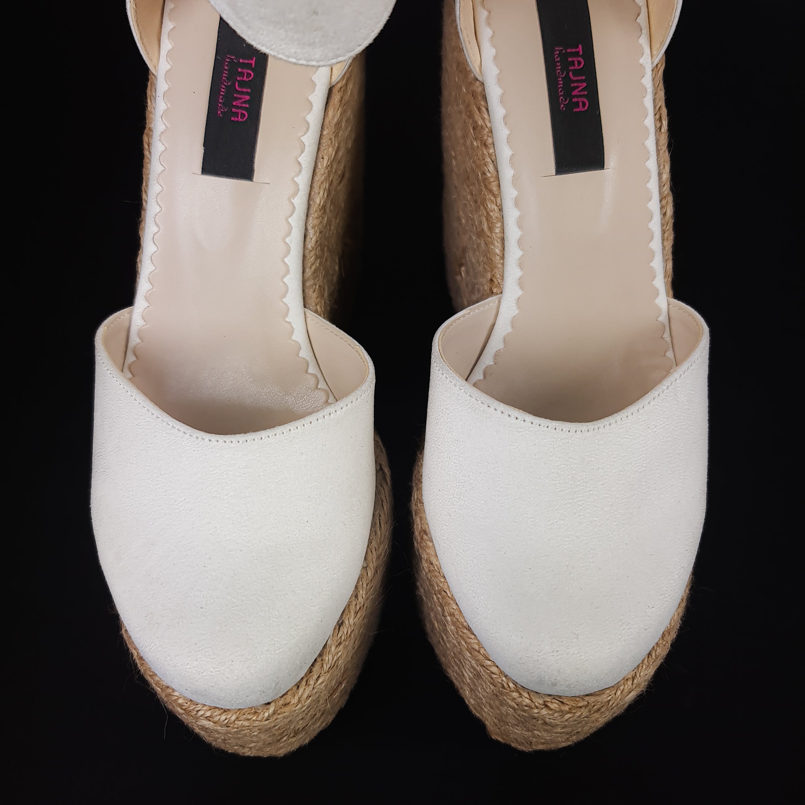 White Wedge Sandals - High Heel Platform - Suede