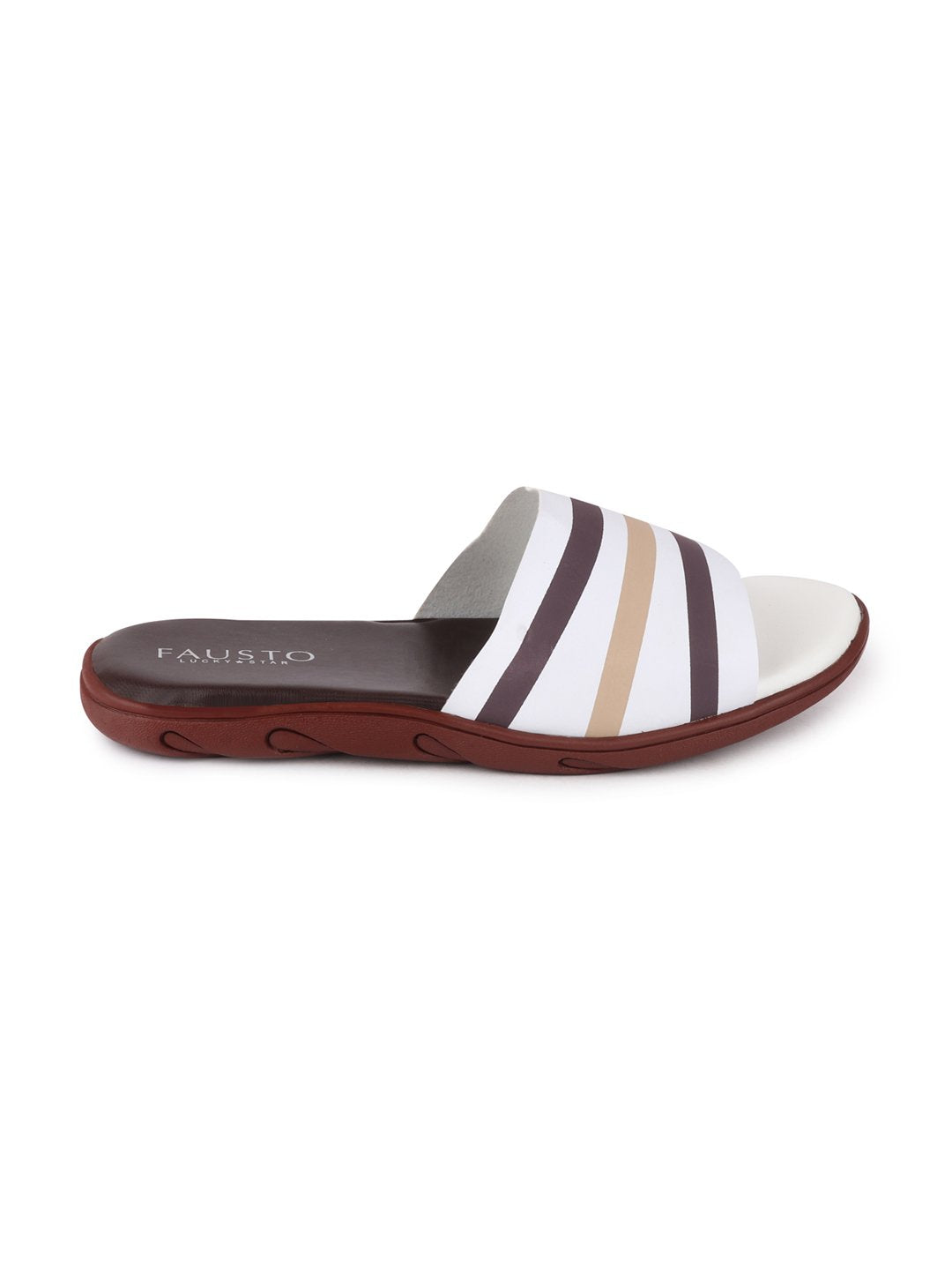 White/Brown Men's Casual Slip-On Flip-Flops