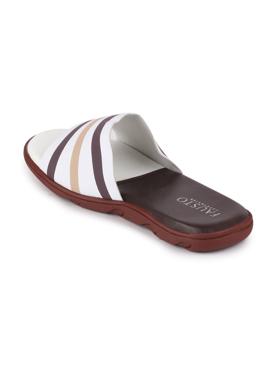 White/Brown Men's Casual Slip-On Flip-Flops