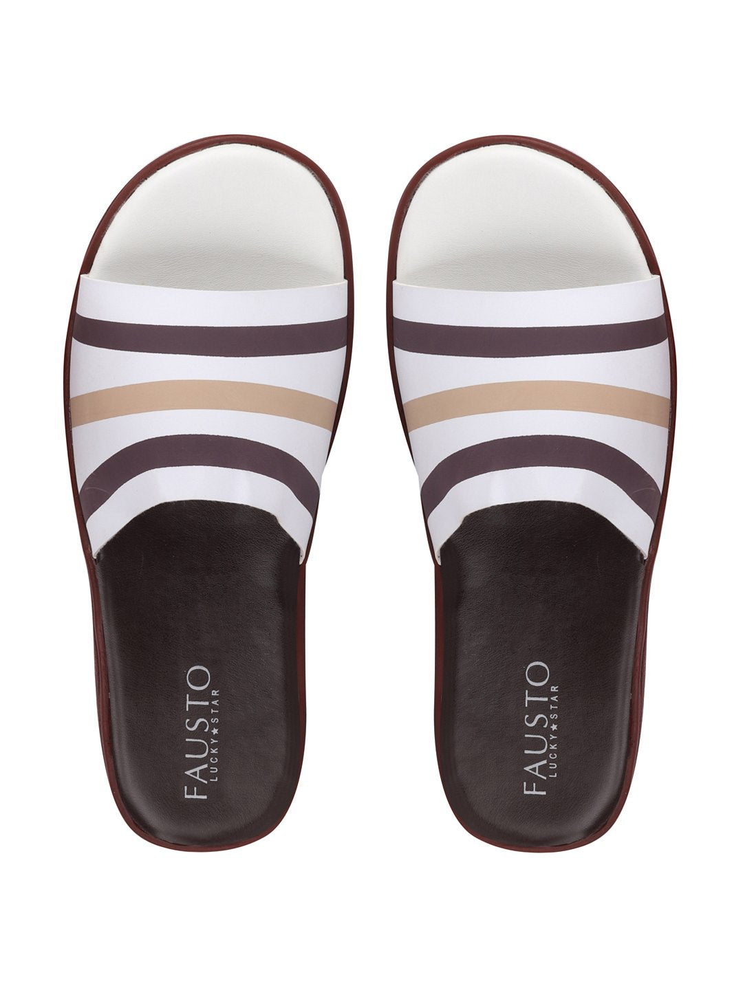 White/Brown Men's Casual Slip-On Flip-Flops