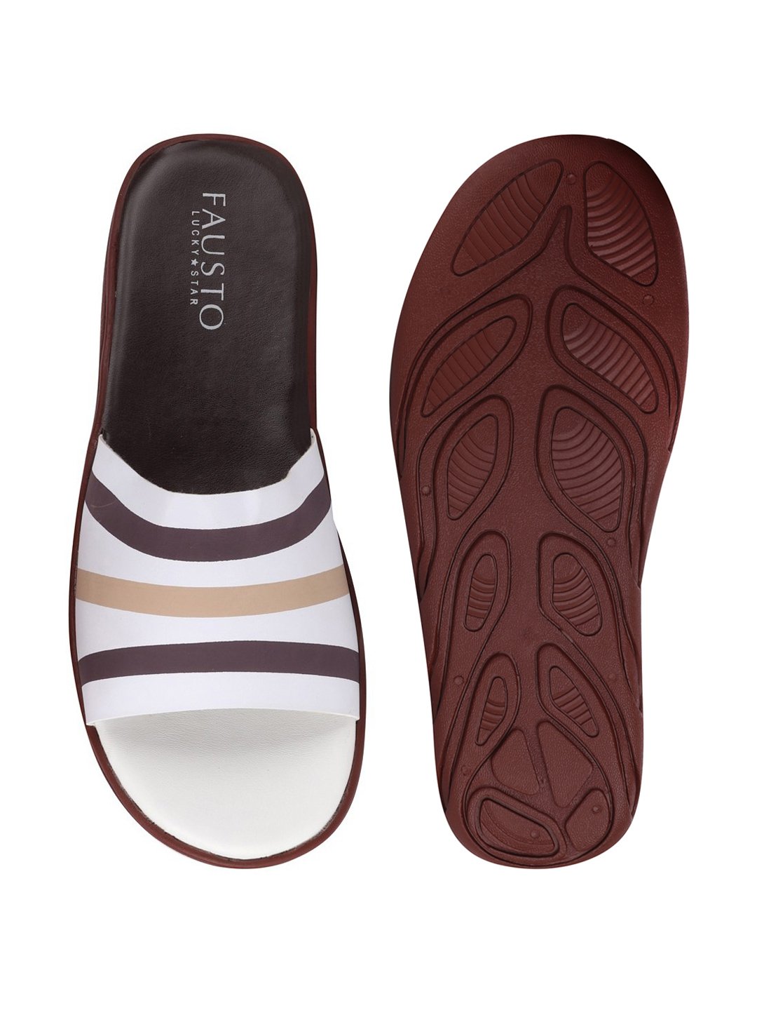 White/Brown Men's Casual Slip-On Flip-Flops