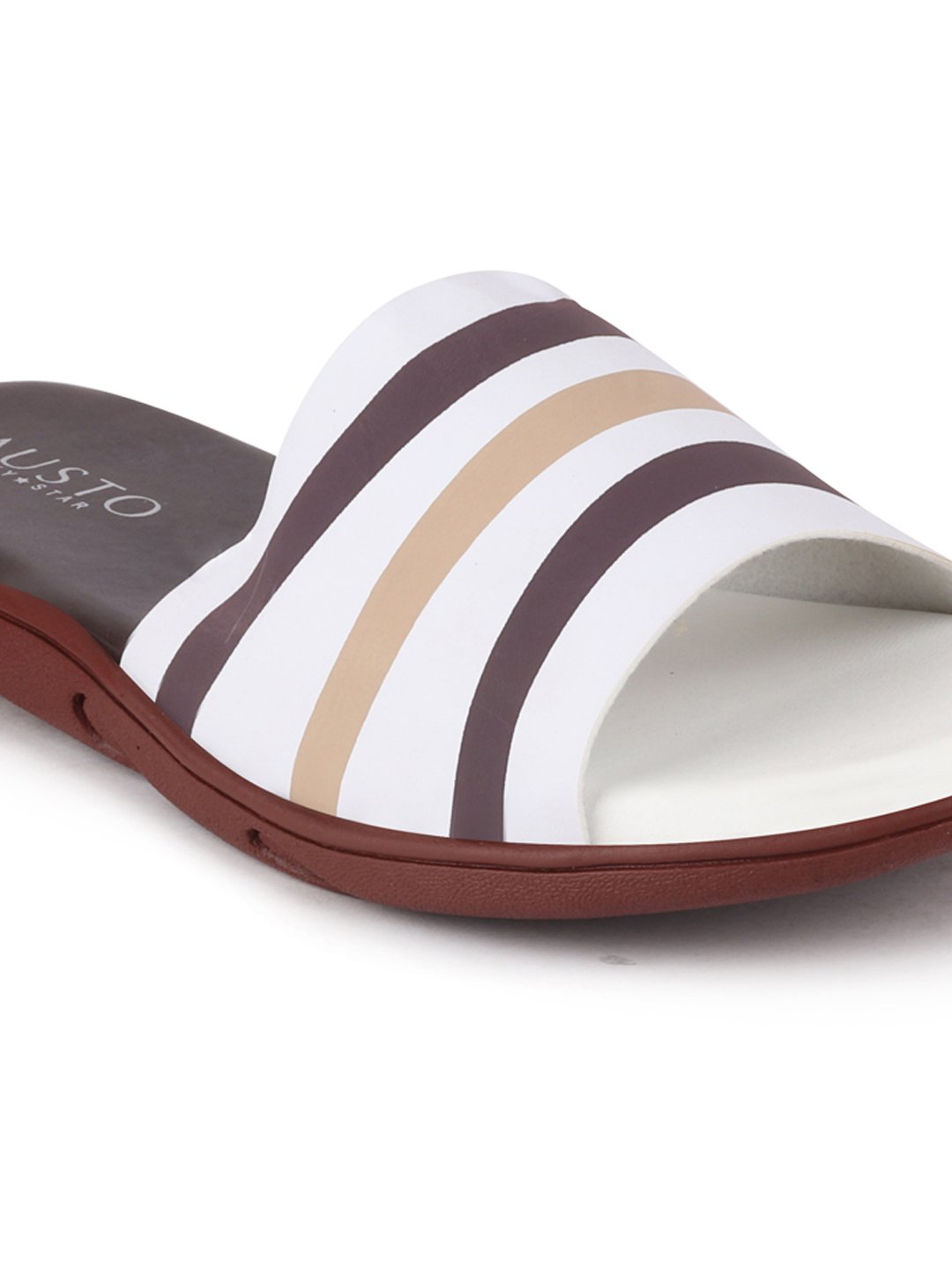 White/Brown Men's Casual Slip-On Flip-Flops