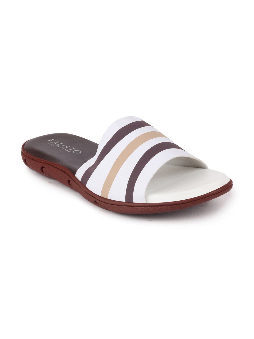 White/Brown Men's Casual Slip-On Flip-Flops