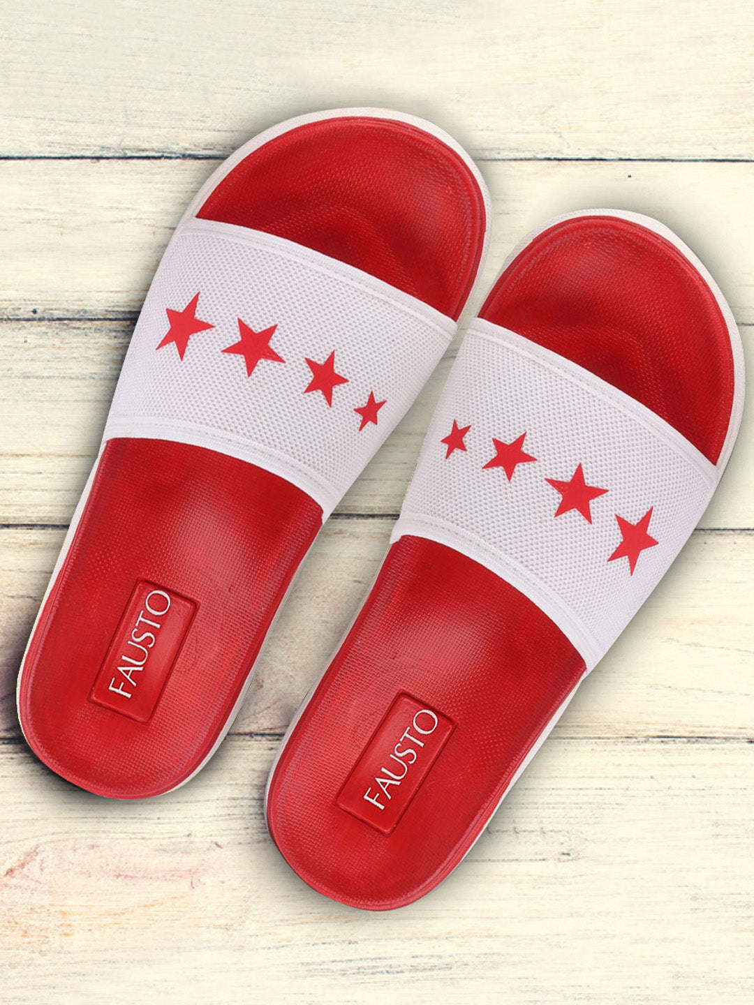 White/Red Men's Slip-On Flip-Flops